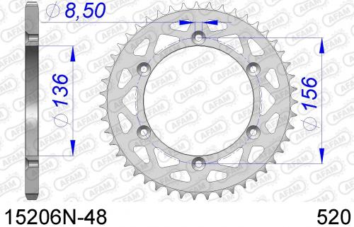 AFAM REAR ALU 48T, 520 AF515206N48