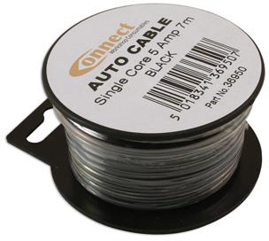 LASER TOOLS BLACK SINGLE CORE AUTO CABLE 9/0.30 7M