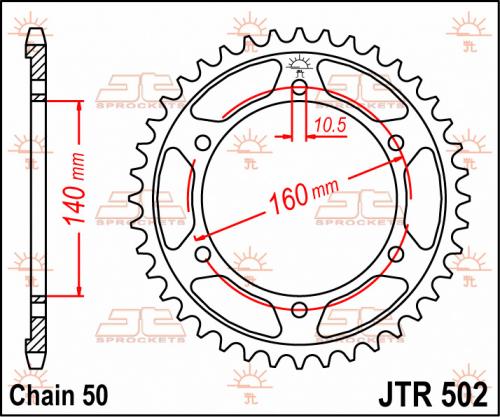 JT SPROCKETS REAR STEEL 44T, 530 JTR050244