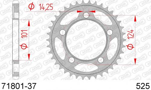 AFAM REAR STEEL 37T, 525 AF27180137
