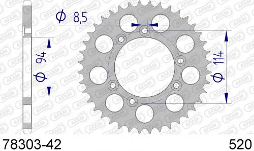 AFAM REAR ALU 42T, 520 AF57830342
