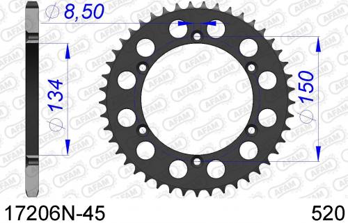 AFAM REAR ALU 45T, 520 AF517206N45