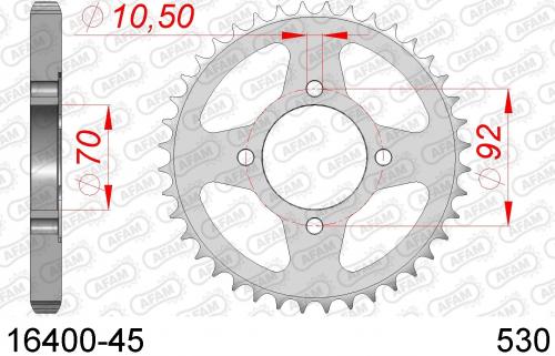 AFAM REAR STEEL 45T, 530 AF21640045