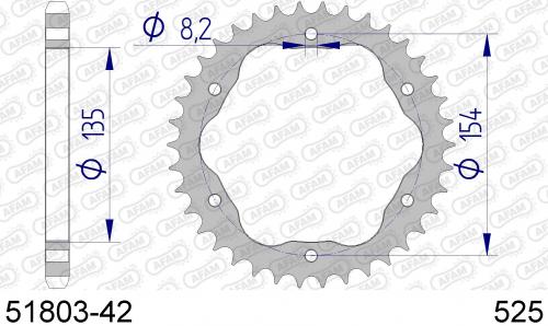 AFAM REAR ALU 42T, 525 AF55180342