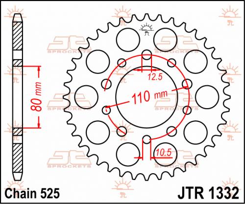 JT SPROCKETS REAR STEEL 36T, 525 JTR133236