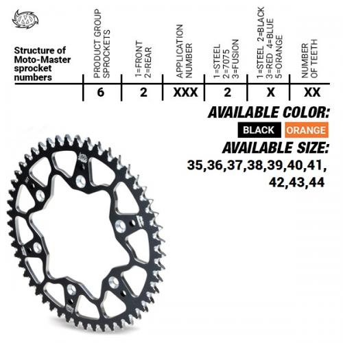 MOTO MASTER REAR ALU 41T, ORANGE, 415 37620282541