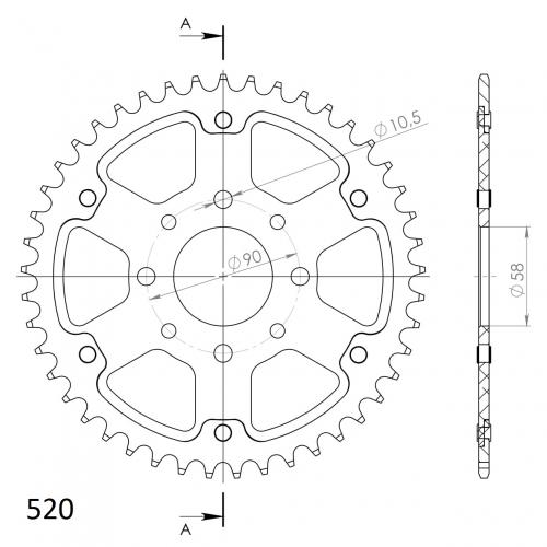 SUPERSPROX SUPERSPROX REAR ALU 45T, ORANGE, 520 SU227345O