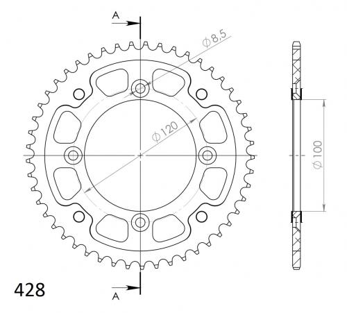 SUPERSPROX SUPERSPROX REAR ALU 48T, BLUE, 428 SU299848D