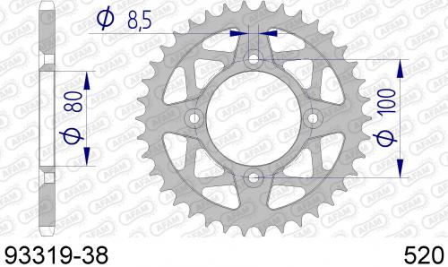 AFAM REAR ALU 38T, 520 AF59331938