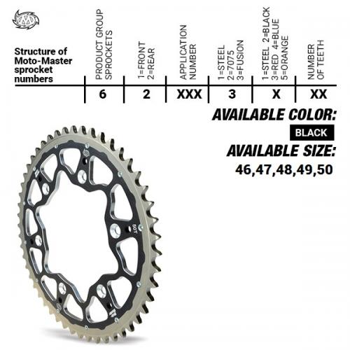 MOTO MASTER REAR FUSION 50T, BLACK, 420 37620063250