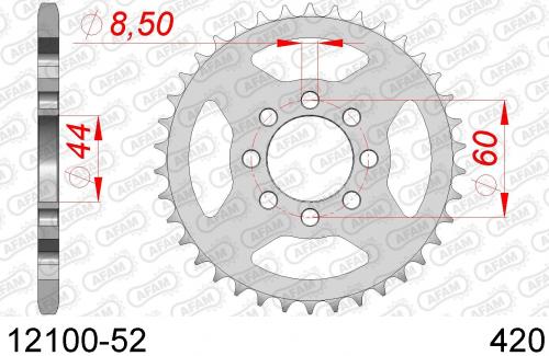 AFAM REAR STEEL 52T, 420 AF21210052