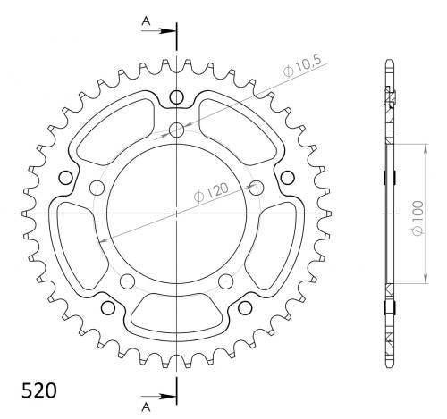 SUPERSPROX SUPERSPROX REAR ALU 41T, BLACK, 520 SU270341B