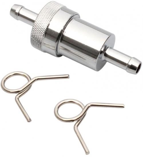 UNIVERSAL FUEL FILTER 8MM, CHROME/METAL
