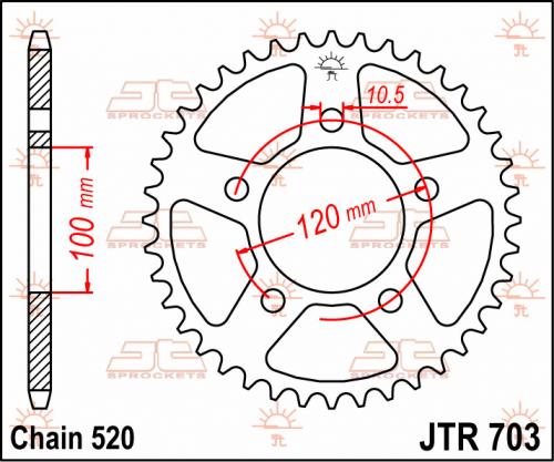 JT SPROCKETS REAR STEEL 40T, 520 JTR070340