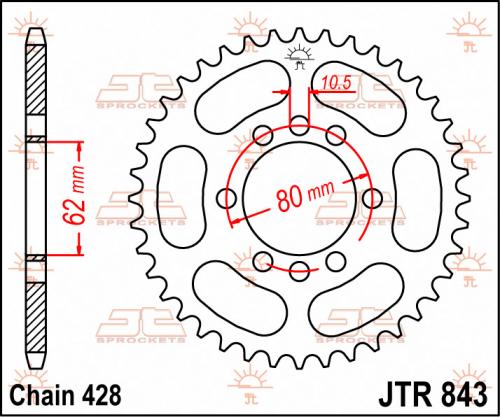 JT SPROCKETS REAR STEEL 49T, 428 JTR084349