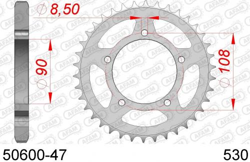 AFAM REAR STEEL 47T, 530 AF25060047