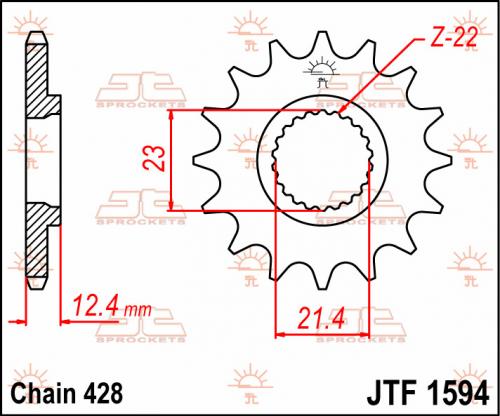 JT SPROCKETS FRONT STEEL 15T, 428 JTF159415
