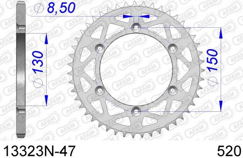 AFAM REAR ALU 47T, 520 AF513323N47