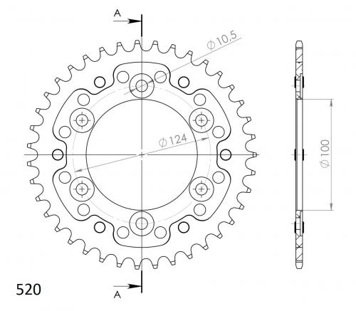 SUPERSPROX SUPERSPROX REAR STEALTH 40T, BLACK, 520 SU673540B