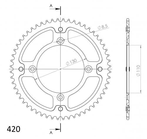 SUPERSPROX SUPERSPROX REAR ALU 56T, GOLD, 420