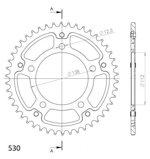 SUPERSPROX SUPERSPROX REAR ALU 45T, BLACK, 530 SU230245B