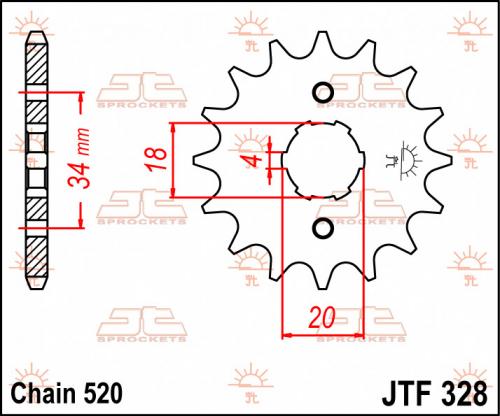 JT SPROCKETS FRONT STEEL 13T, 520 JTF032813
