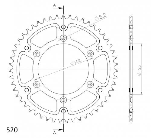 SUPERSPROX SUPERSPROX REAR STEALTH 52T, BLACK, 520 SU6800052B