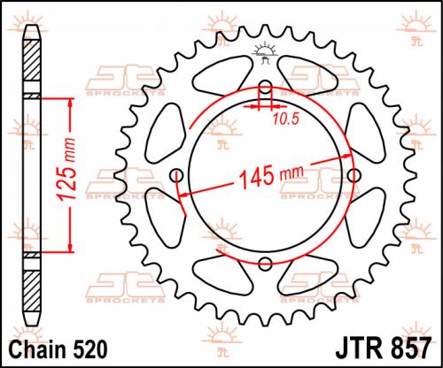 JT SPROCKETS REAR STEEL 39T, 520 JTR085739