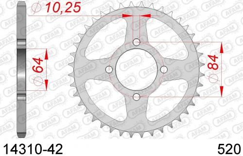 AFAM REAR STEEL 42T, 520 AF21431042