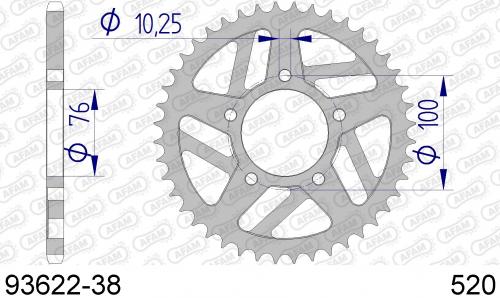 AFAM REAR ALU 38T, 520 AF59362238