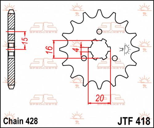 JT SPROCKETS FRONT STEEL 14T, 428 JTF041814