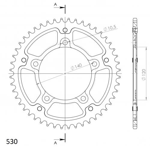 SUPERSPROX SUPERSPROX REAR STEALTH 48T, GOLD, 530 SU6180048G