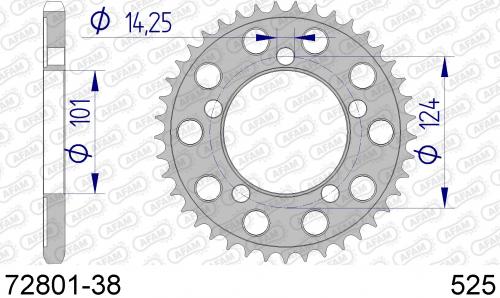 AFAM REAR ALU 38T, 525 AF57280138