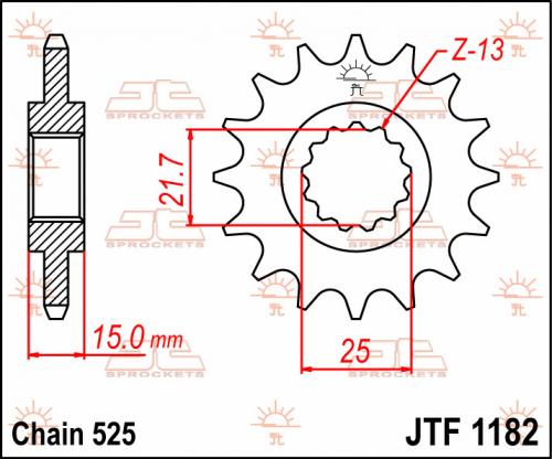 JT SPROCKETS FRONT STEEL 14T, 525 JTF118214