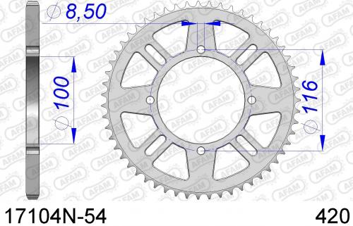 AFAM REAR ALU 54T, 420 AF517104N54