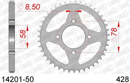 AFAM REAR STEEL 50T, 428 AF21420150