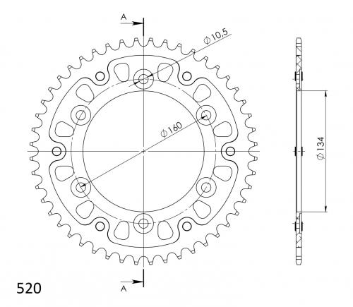 SUPERSPROX SUPERSPROX REAR STEALTH 48T, GOLD, 520 SU6130848G