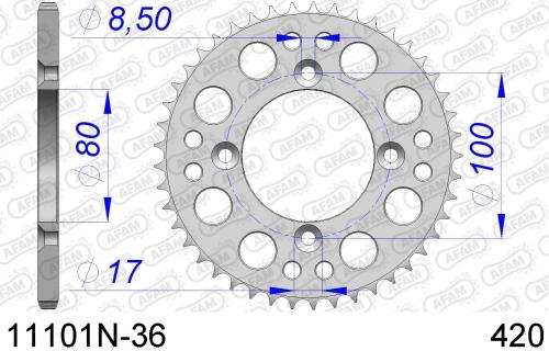 AFAM REAR ALU 36T, 420