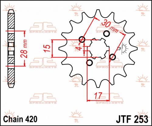 JT SPROCKETS FRONT STEEL 13T, 420 JTF025313