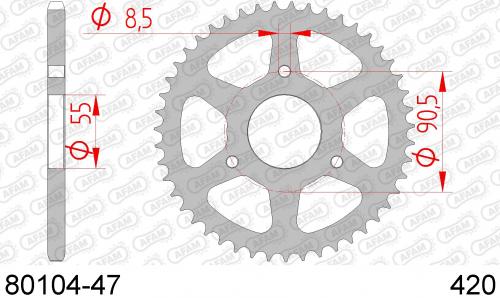 AFAM REAR STEEL 47T, 420 AF28010447