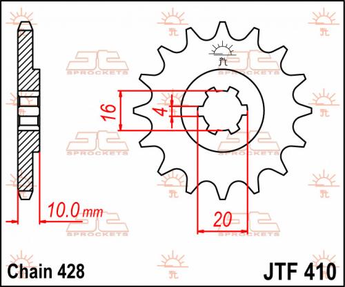 JT SPROCKETS FRONT STEEL 13T, 428 JTF041013