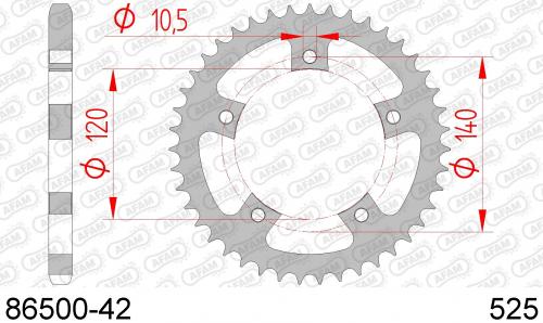 AFAM REAR STEEL 42T, 525 AF28650042