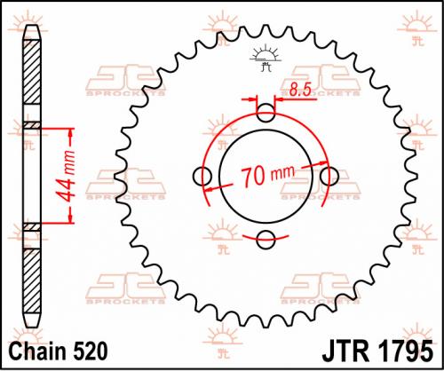 JT SPROCKETS REAR STEEL 22T, 520