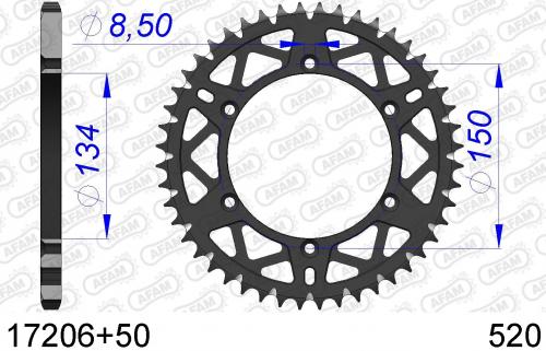 AFAM REAR ALU 50T, 520 AF51720650