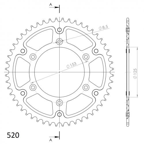 SUPERSPROX SUPERSPROX REAR ALU 50T, BLUE, 520 SU221050D