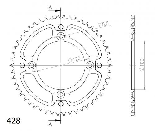 SUPERSPROX SUPERSPROX REAR ALU 52T, BLUE, 428