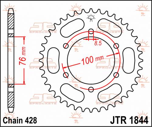 JT SPROCKETS REAR STEEL 44T, 428 JTR184444