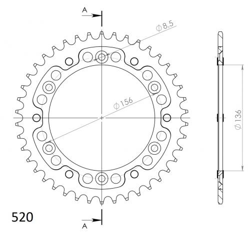 SUPERSPROX SUPERSPROX REAR STEALTH 42T, BLACK, 520 SU6151242B
