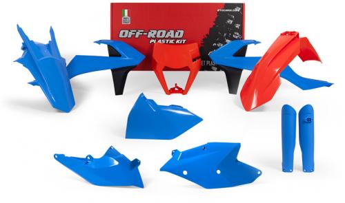 RTECH PLASTICS KIT 7 PC W/AIRBOX KTM LIGHT BLUE/ORANGE