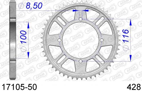 AFAM REAR ALU 50T, 428 AF51710550
